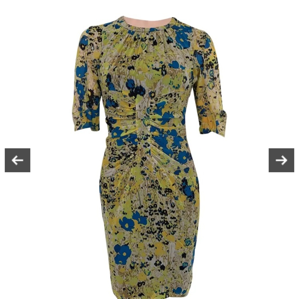 Whistles Yellow and Blue Silk Dress